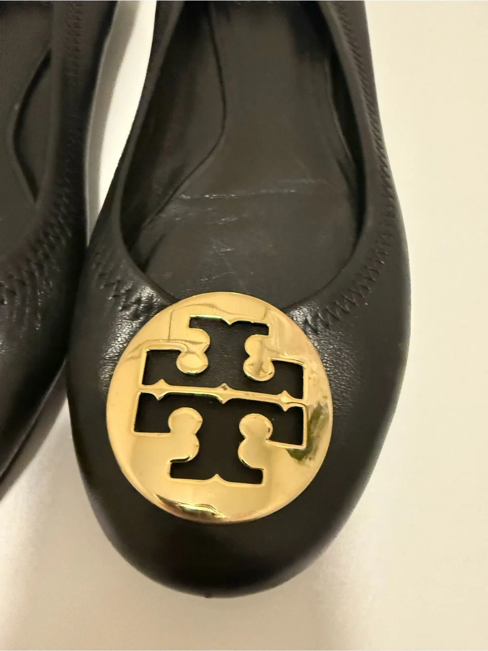 Tory Burch Reva Leather Black Flats Size 8